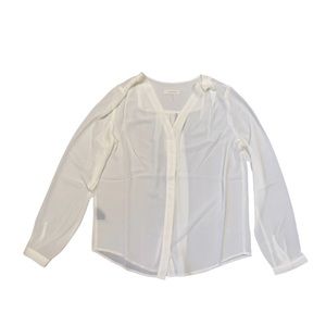 Lucid Pink Long Sleeve Off White Sheer Button Down Shirt 
Size Large